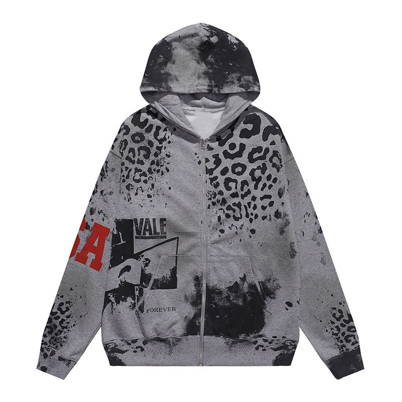 Retro Century-Old Leopard Print Punk Wasteland Style Cool Casual Long-Sleeve Loose Hoodie Retro Century-Old Leopard Print Punk Wasteland Style Cool Casual Long-Sleeve Loose Hoodie