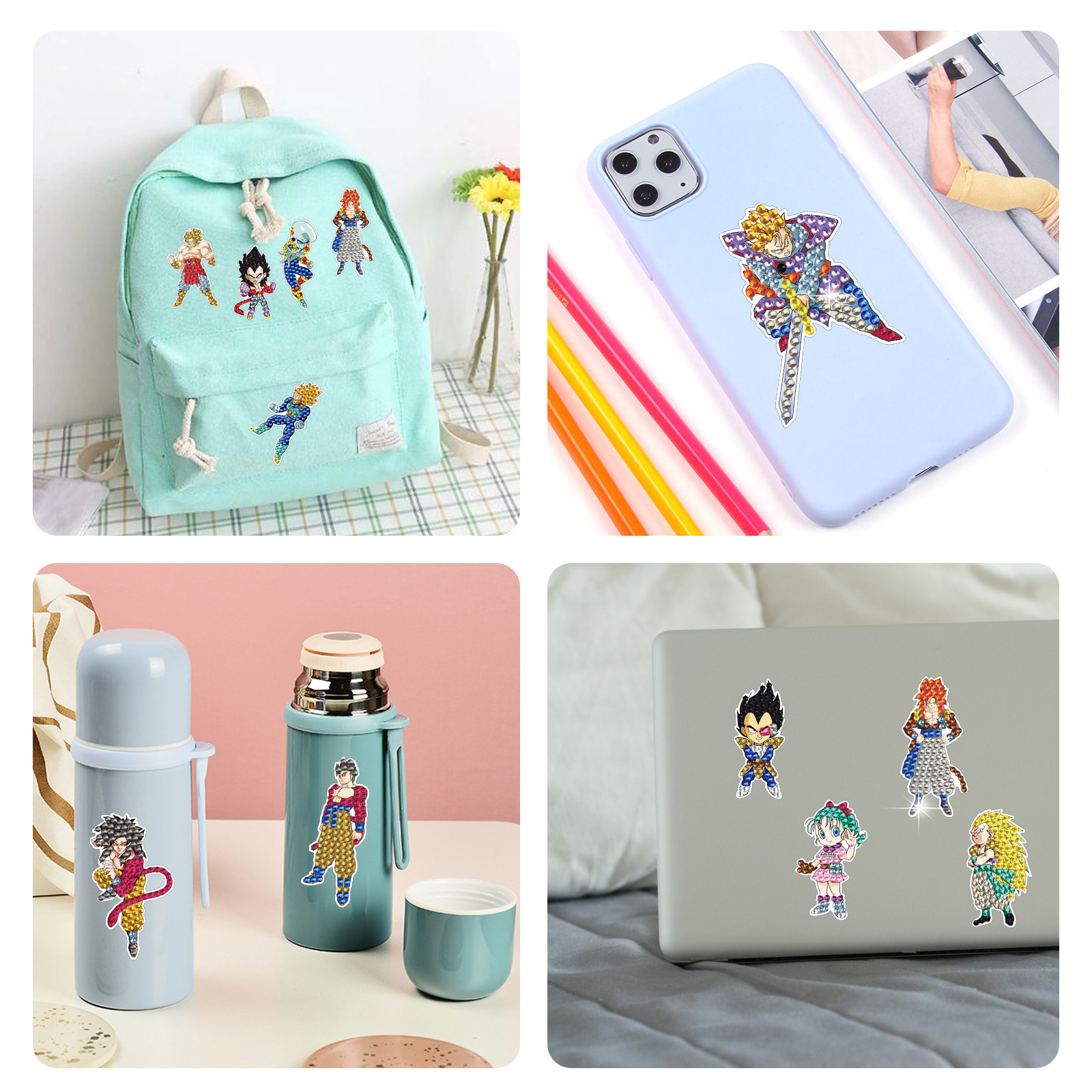 Venta caliente dibujos animados Saiyan diamante pintura pegatinas gratis DIY ladrillo pintura pegatinas de pared pegatinas hechas a mano cristal brillante diamante