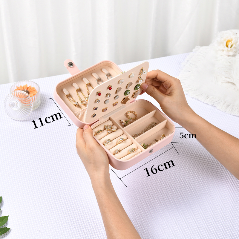 シンプルなinsクロスボーダー携帯鏡ジュエリーミニ韓国版女性ジッパーバッグネックレス指輪アクセサリー収納ケース