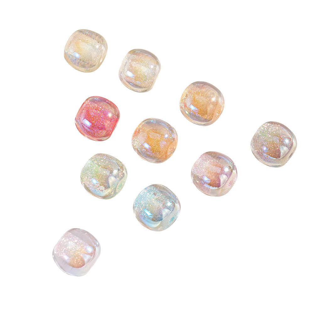 25 caramelos destellan 12MM cuentas de muelle con cuentas brazaletes de bricolaje cadena de teléfono móvil resina transparente accesorios de cuentas de cubo al por mayor