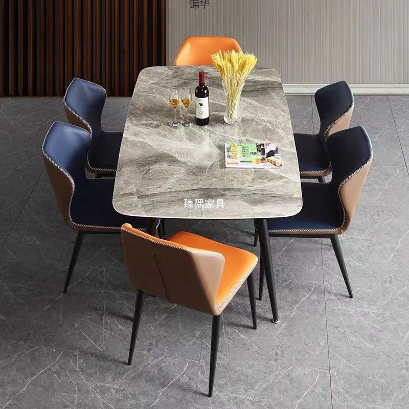Tabla de comedor de roca brillante combinación de tabla de comedor simple de estilo de casa pequeña mesa de comedor de lujo fábrica de mesa de comedor al por mayor