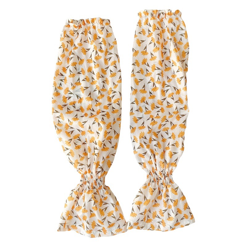 INS elegante floral gasa protección solar manga de hielo decoración de conducción al aire libre protección solar manga de brazo