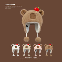 可爱小动物毛绒帽子女生冬季卡通保暖包头帽防寒护耳套头雷锋帽