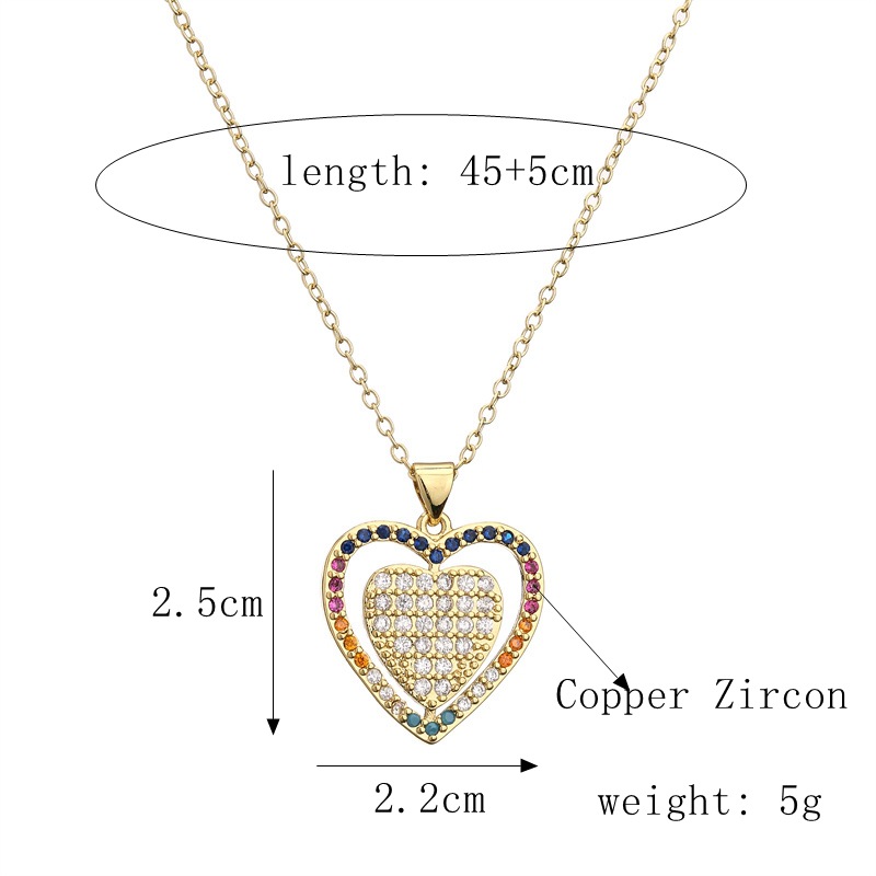 Lady Heart Shape Copper Gold Plated Zircon Pendant Necklace 1 Piece