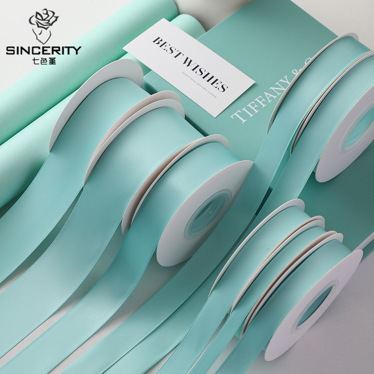 Serie de siete colores cordier azul menta de alta textura ramo de flores de cinta de color sólido cinta de regalo embalaje florista decoración