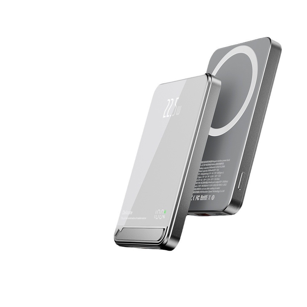 Super delgado adsorbente cargador tesoro 10000mAh súper rápido PD22.5W aleación de aluminio con soporte de alimentación móvil