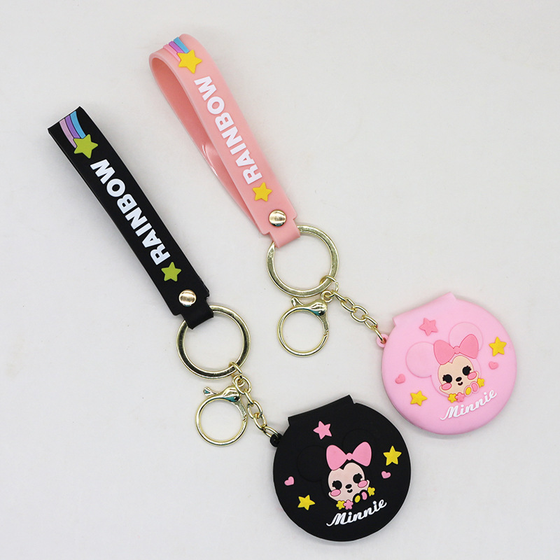 Nuevo espejo redondo pequeño portátil de dibujos animados lindo corazón de niña espejo de maquillaje plegable dormitorio vestidor espejo venta directa de fábrica