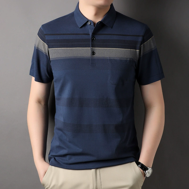 Summer cotton body-friendly polo, with short sleeve, for middle age