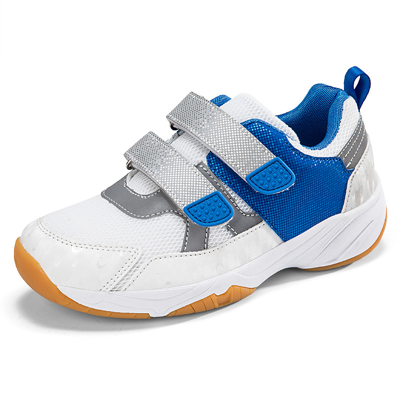 Zapatos de bádminton, zapatos para niños de cuatro estaciones, transpirables y fluorescentes al aire libre, entrenamiento de velcro transpirable para interiores, zapatos deportivos resistentes al desgaste