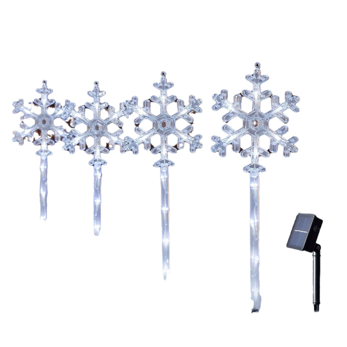 Lámpara de conexión a tierra de césped solar estrella de cinco puntas inserta de piso de copo de nieve uno para tres 8 baterías funcionales Luces de decoración al aire libre de Navidad
