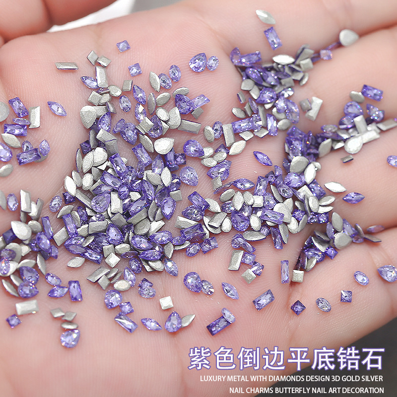 Wholesale Purple 5A Beveled Edge Zircon Nail Art Rhinestones Trendy Sparkling Flat-Bottomed Irregular Rhinestones Teardrop Marquise Nail Decorations Wholesale Purple 5A Beveled Edge Zircon Nail Art Rhinestones Trendy Sparkling Flat-Bottomed Irregular Rhinestones Teardrop Marquise Nail Decorations