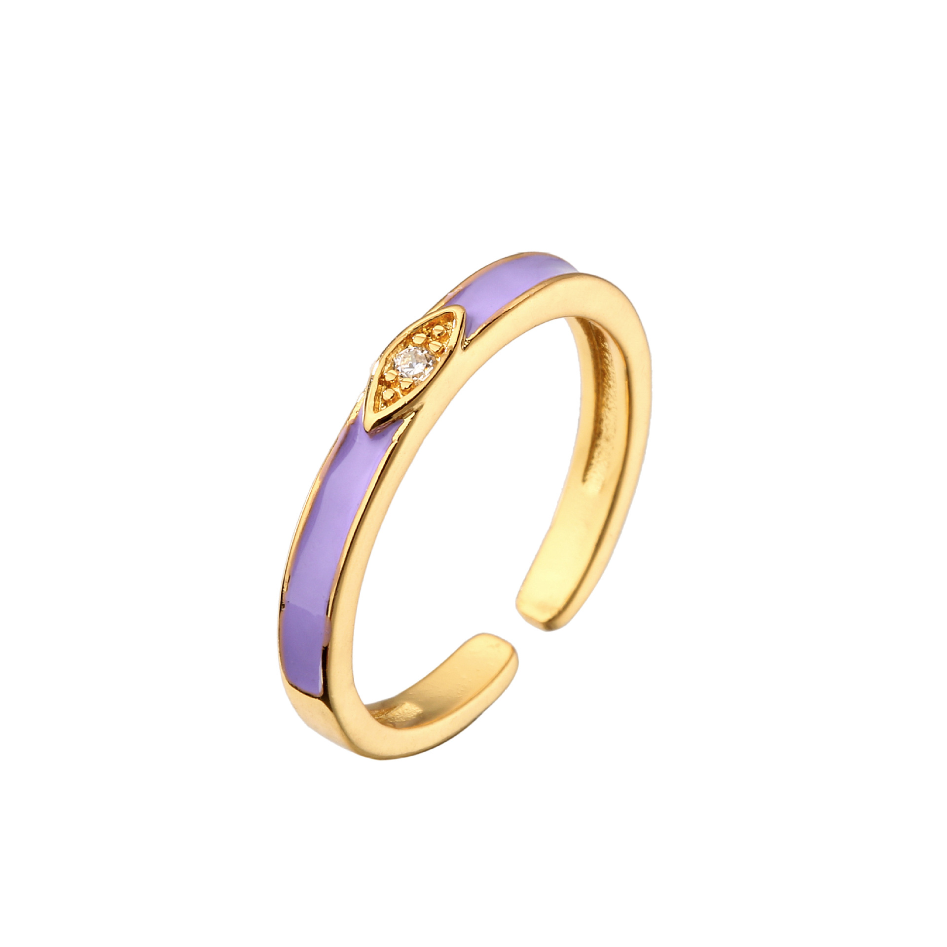 Fashion Copper Colorful Dripping Oil Eye Zircon Opening Adjustable Ring display picture 4