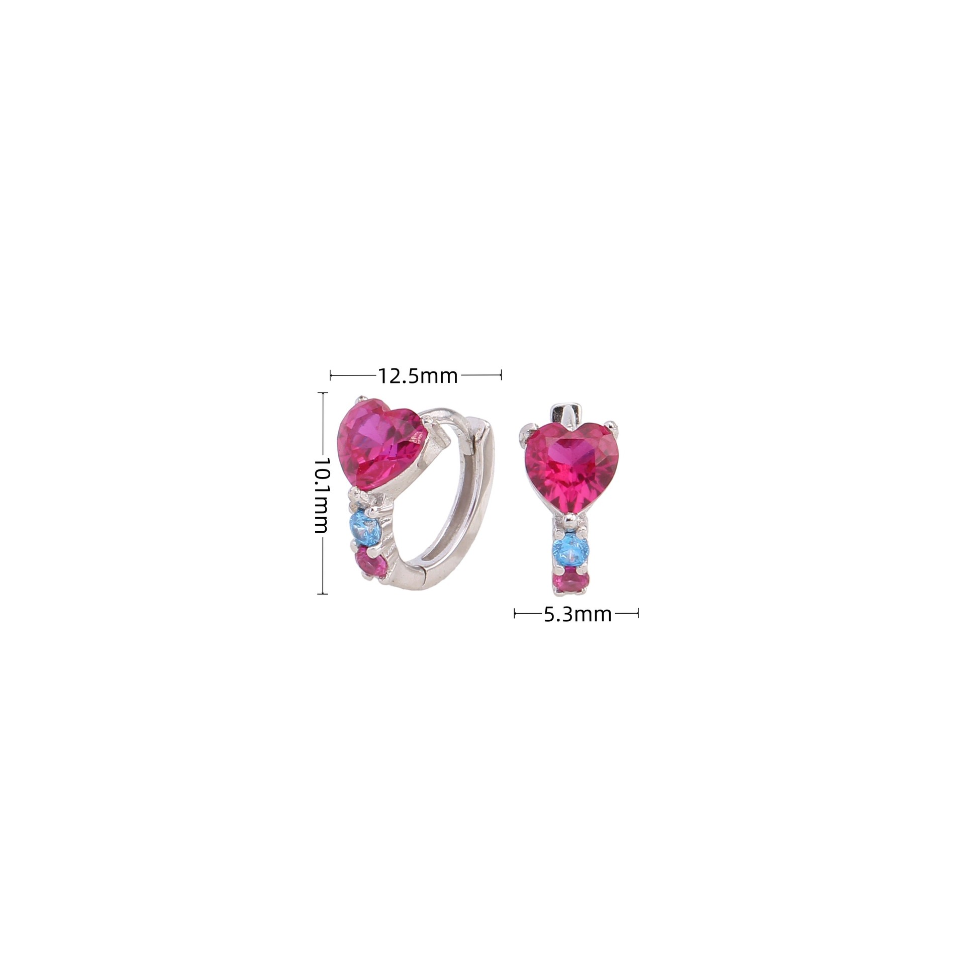 1 Pair Sweet Heart Shape Sterling Silver Plating Inlay Zircon White Gold Plated Gold Plated Hoop Earrings display picture 2