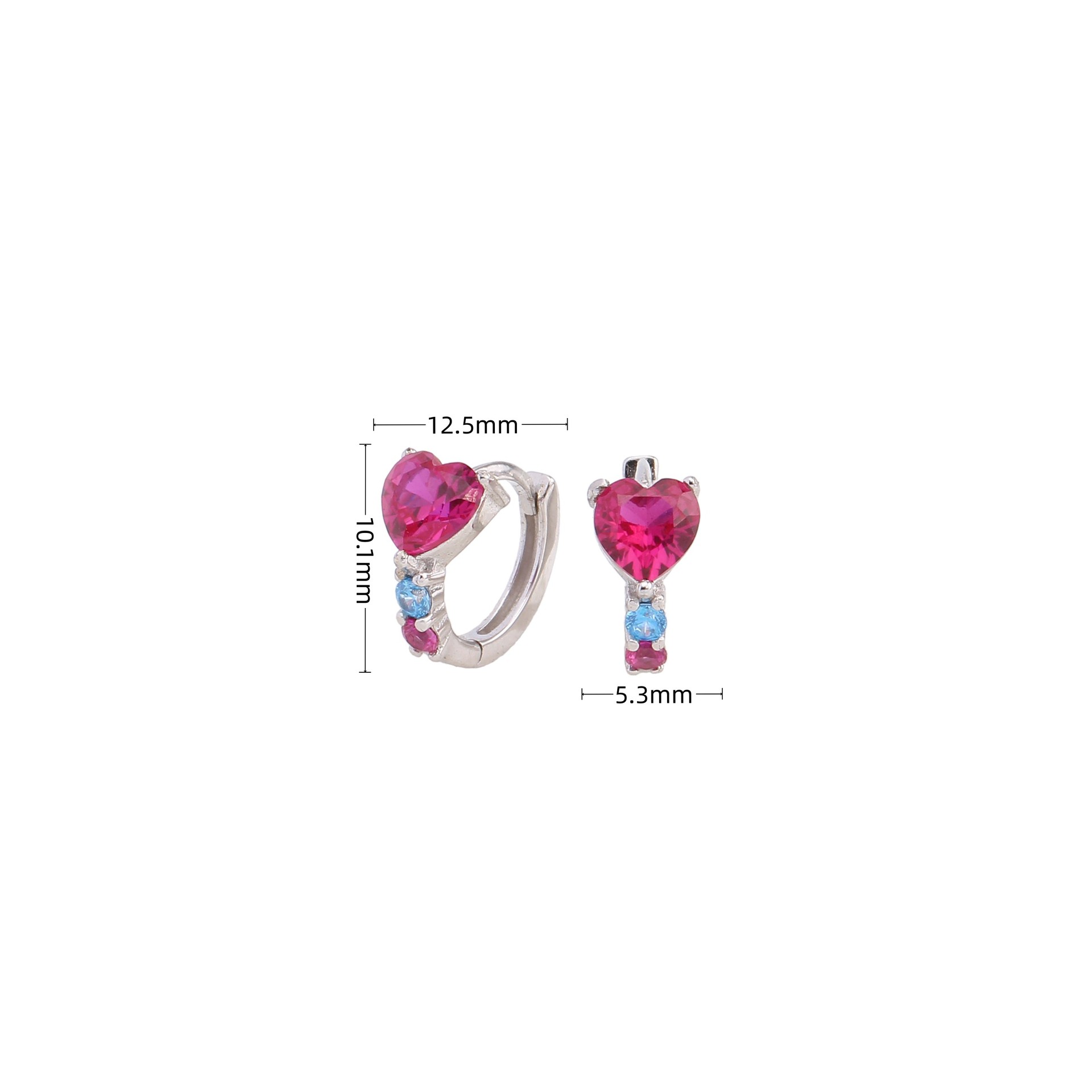 Electroplating Gold Plating Process 925 Sterling Silver Ear Needle Material 1 Pair 925 Sterling Silver Zircon Heart Shape Hoop Earrings