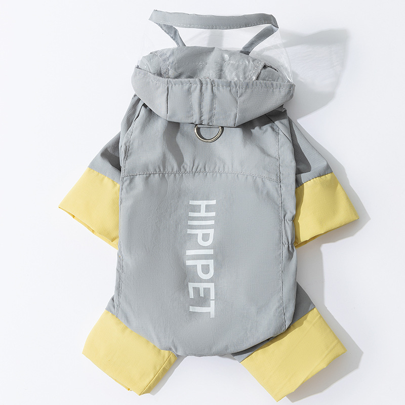 Perro al aire libre tracción reflectante color de contraste de carga impermeable impermeable de cuatro patas para perros pequeños y medianos, ropa para mascotas