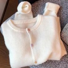 CHAO级推荐!温柔奶白色毛衣女早秋2025年新款软糯马海毛针织上衣