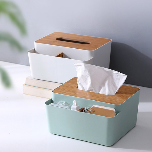 Creative Japanese tissue box, desktop multifunctional wooden tissue box, living room coffee table tissue storage box customization