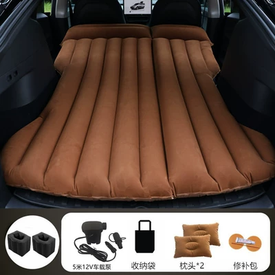 Bed, Suv Trunk Sleeping Mat, Vehicle-mounted inflatable bed - brown-tesla-model-y-with-512m-v-car-pump-square-base