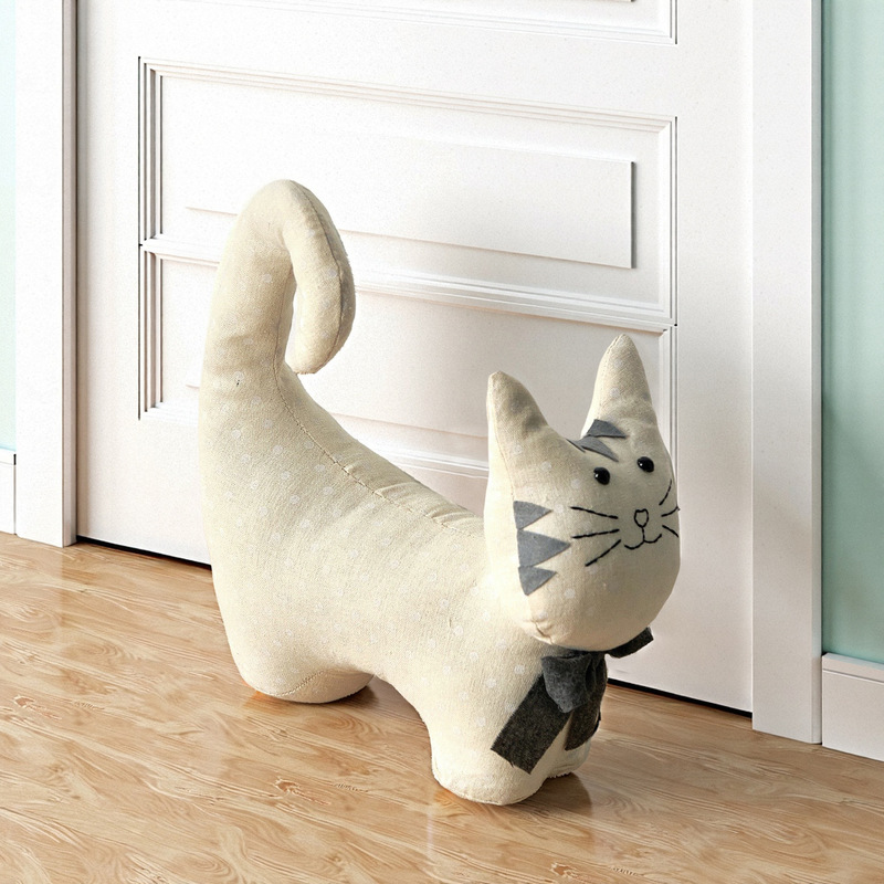 可爱猫咪门挡 立体猫造型门阻 [材质] 防撞静音 保护门墙装饰摆件|undefined