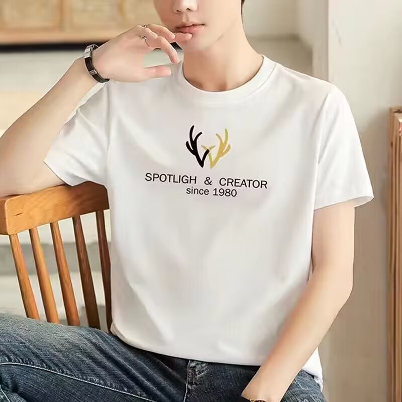 Short-sleeved T-shirt Men's Summer Port Fashion Brand Student's Personality Fashion plus size Loose Round Neck Printed T-shirt Fashion
