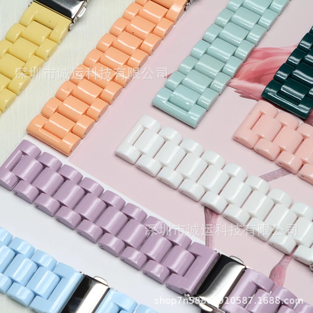 Suitable for Samsung Galaxy Watch45 Candy Resin Strap Huawei Gt23 Three-Strain Silicone Acrylic Strap