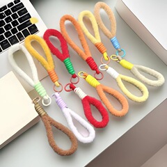 インターネット有名人インカラーぬいぐるみストラップ携帯電話ケース毛皮のようなポータブルストラップキーホルダー紛失防止ショートポータブルリストストラップ