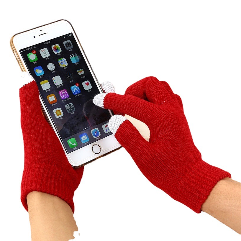 Shunzun Knitting Factory suministra directamente guantes a rayas para teléfonos móviles con pantalla táctil, guantes abrigados con pantalla táctil de acrílico de invierno