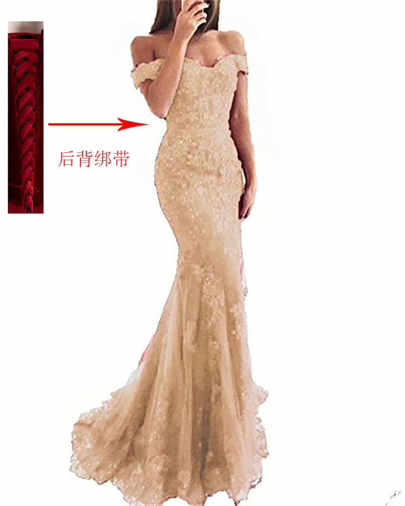El Comercio exterior europeo y americano Amazon AliExpress desea nuevo fuera del hombro con cuentas sexy vestido de cola de pescado vestido de noche adelgazante