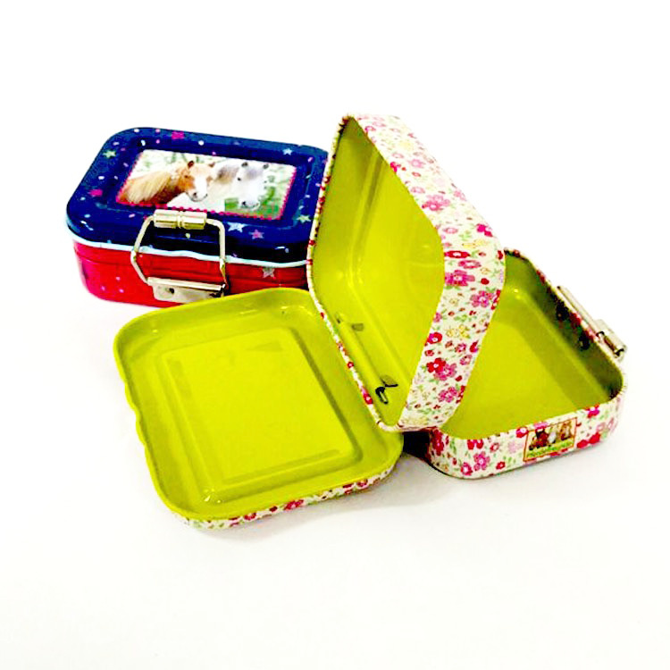 马口铁双层带扣小储物盒 礼品铁盒 马口铁回形针小铁盒 双层铁盒