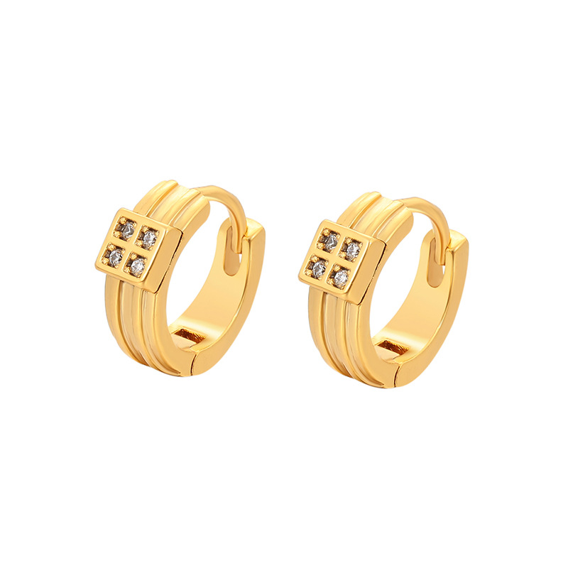 Xuping Europa y los Estados Unidos transfronterizos aleación de cobre chapado 24k color geometría cuadrada auriculares temperamento simple auriculares de oro al por mayor