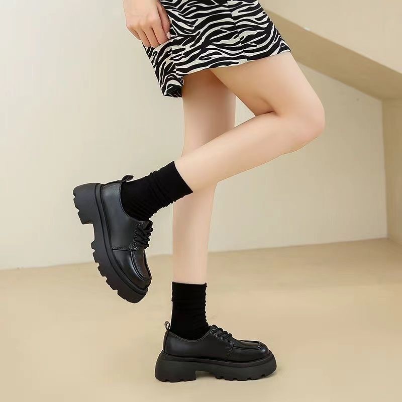 Harajuku style small leather shoes spring and summer new college height soft bottom thick bottom British style female students social shoes tide Harajuku style small leather shoes spring and summer new college height soft bottom thick bottom British style female students social shoes tide