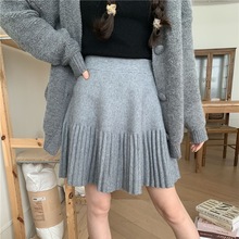 软糯针织百褶半身裙女秋冬天新款小个子休闲松紧高腰显瘦a字短裙