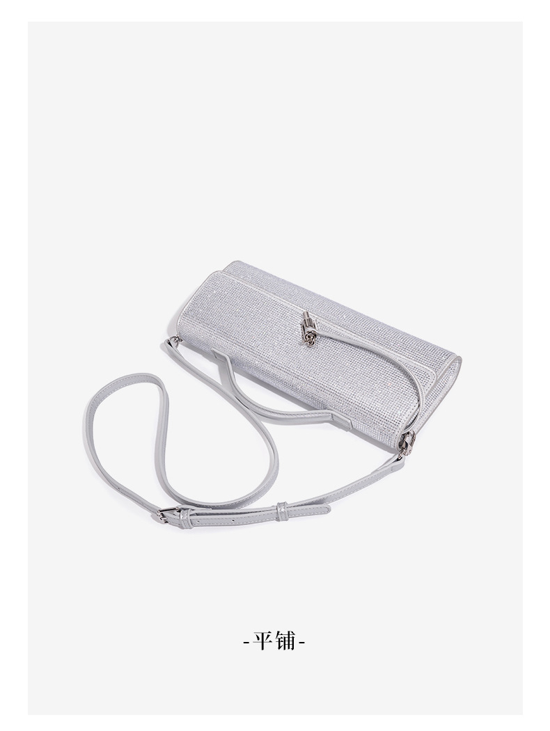 Trendige Diamant-Baguette-Abendtasche, Exquisite Horizontale Crossbody-Handtasche, Lange Geldbörse & Handytasche, Einschultrige Damenhandtasche – Detail 16
