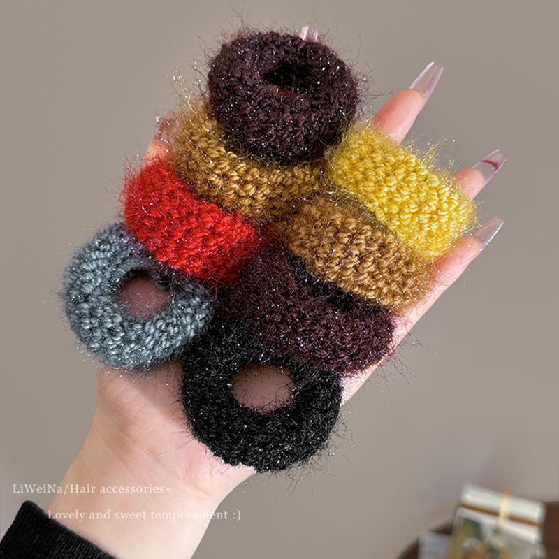 Temperamento de invierno y otoño lana gruesa anillo de cabello no daña cabello de alta elasticidad de banda de goma duradera cuerdas de cabello 2024 nuevo toque de cabeza