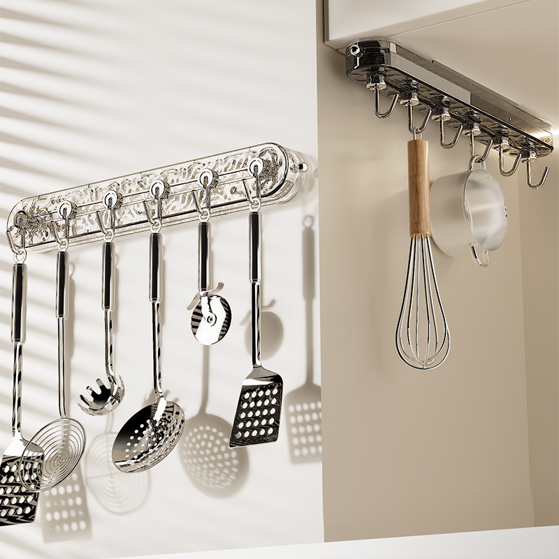 Suction cup hook kitchen non-perforated strong load-bearing one-row hook multi-functional rotatable seamless row hook