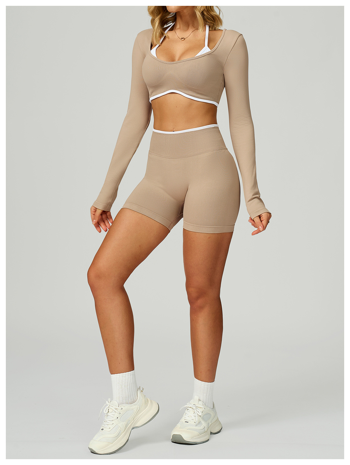 Women's Clothing High-Waisted Seamless Yoga Shorts For Women Tight Fitting Sports Running Fitness Wear With Contrasting Trim European American Style_ecoleips.com