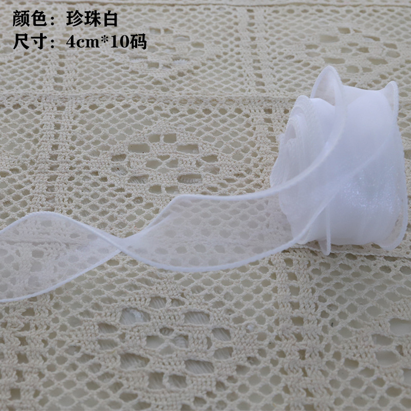 En stock al por mayor 4cm Phnom Penh fishtail hilo llano envuelto flor amplia cinta onda cinta ramo de flores material de embalaje