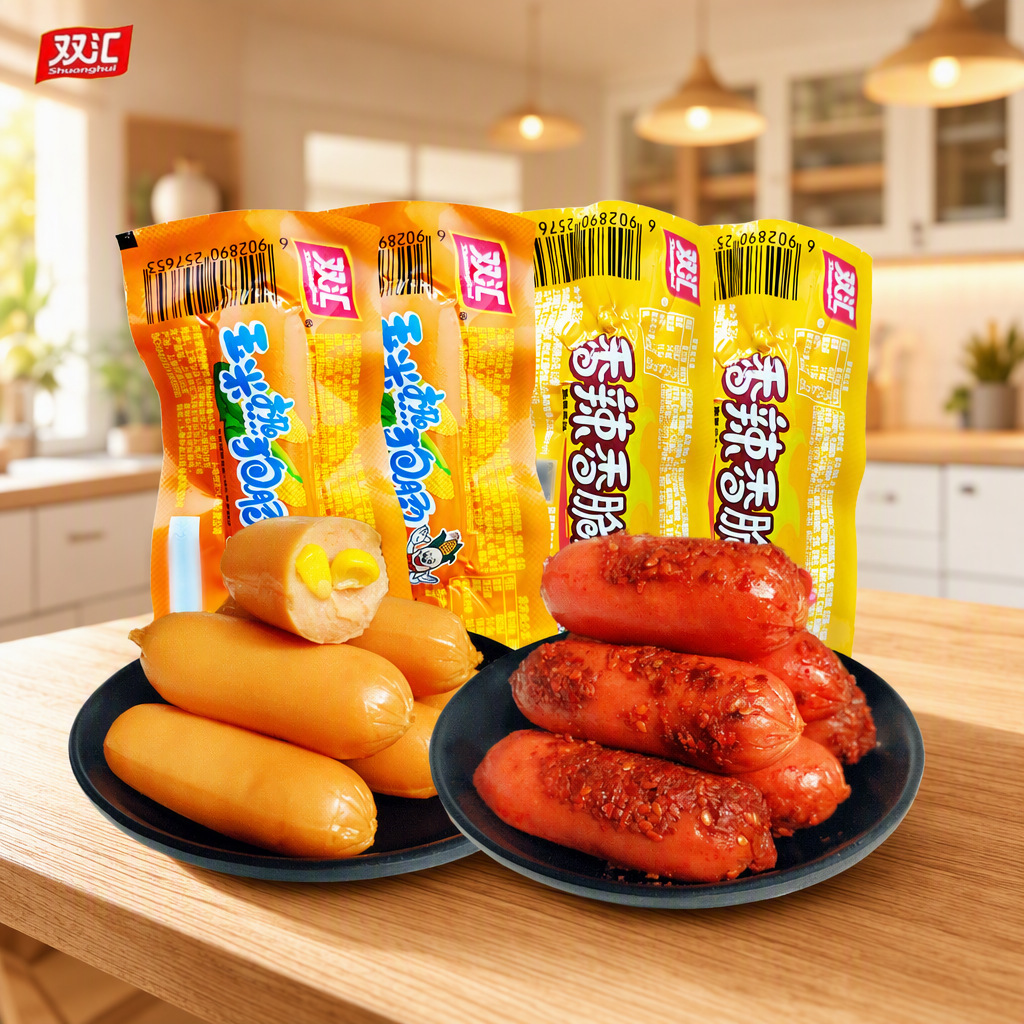 Shuanghui Spicy and Crispy Sausage Snacks, Corn Hot Dog Sausages, Grilled Sausages, Casual Hot Food Snacks