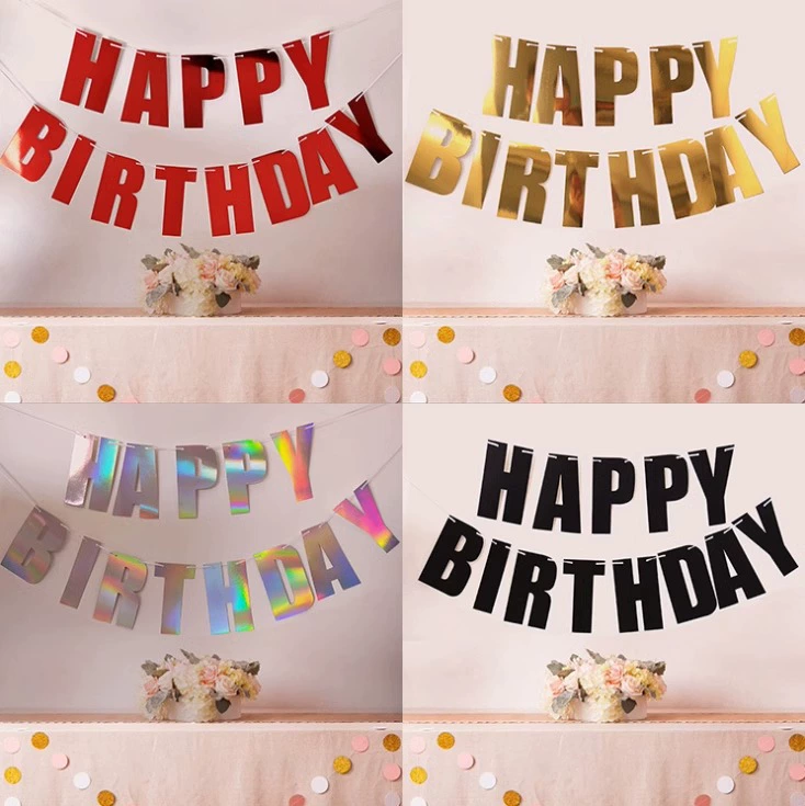 Красочный буквенный баннер с днем рождения, чтобы вытащить флаг, украшение для вечеринки Happy birthday