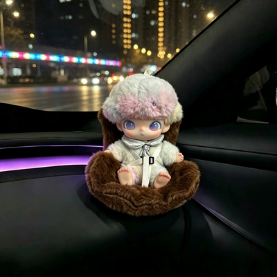 L03 doll safety seat, Car ornaments - suitable-for-su7yu7shangjie-z7xiaopeng-l03-models-excluding-dolls-brown-plush-seat