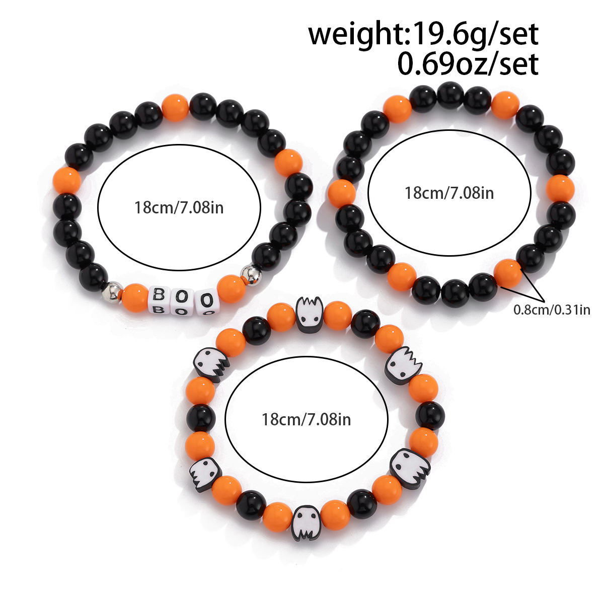 Pulsera de cerámica blanda multicapa con diseño de calabaza fantasma y viento de Ins, pulsera de bruja fantasma para fiesta de Halloween_voghion.com