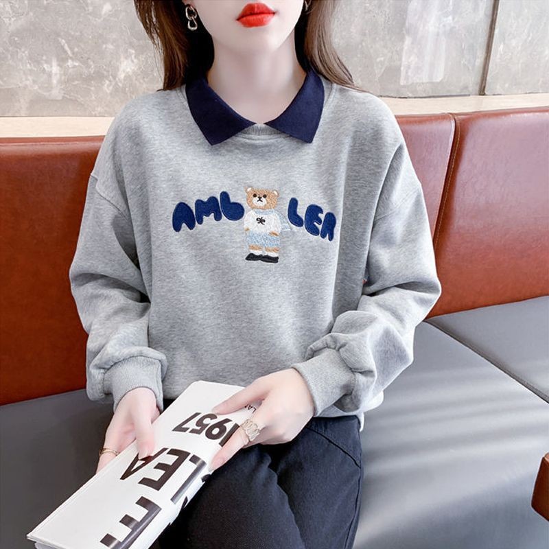 2025 nuevo suéter con cuello de polo para mujer, talla grande, sentido de diseño de mujer, versión coreana de nicho, chaqueta suelta de principios de otoño