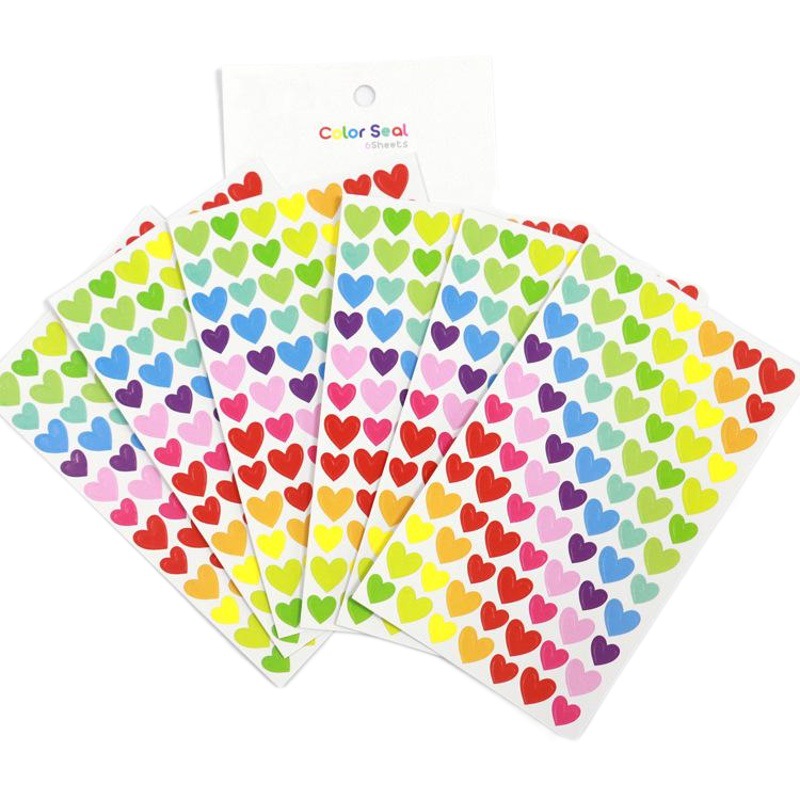 Sello de color Arco Iris corazón esquina pegatinas 6 unidades en álbum de bricolaje diario decorativo pegatinas accesorios pegatinas