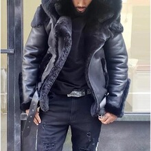 J 52577 Men's Fur Hooded Zip Jacket ��Ƥ�Bñ���� �W����