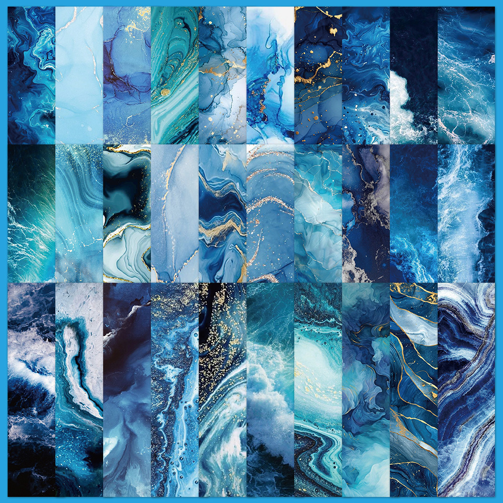 Simple blue ocean high appearance level bookmarks, read marked cards, 30 Pack