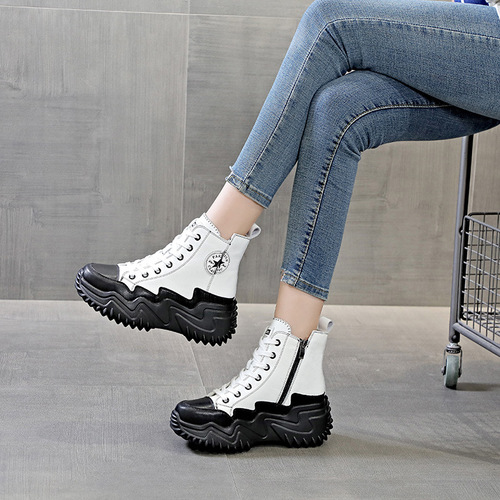  Autumn and Winter High Top New Wholesale Thick Sole Inner Height Casual and Versatile Female Student Shoes and Short Boots