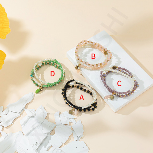 Fresh Girl Heart Series Crystal Bead Bracelet Fashion Pendant Bangle Bracelet for Women, Minimalist Forest System Bracelet Manufacturer