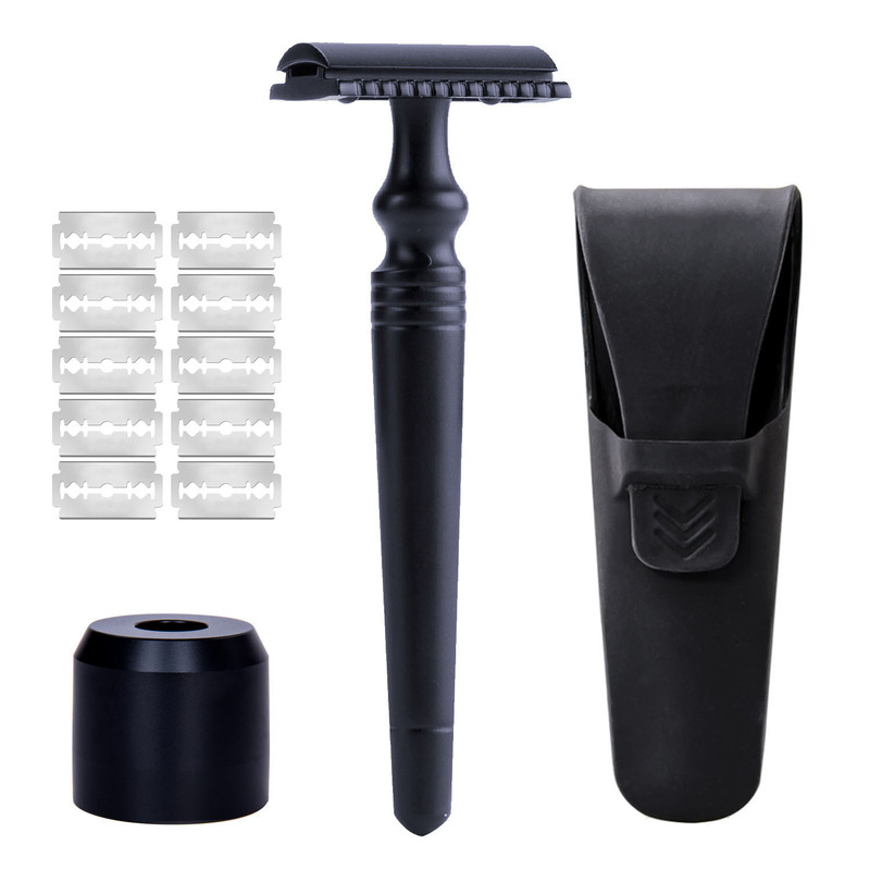 Promotional razor set old-fashioned shaving safety razor men's double-sided shaving knife + alloy base + Blade