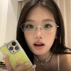 超軽量金糸猫眼復古鏡枠女性は高さデジタル顔小眼鏡フレーム潮素顔ファッション平光鏡