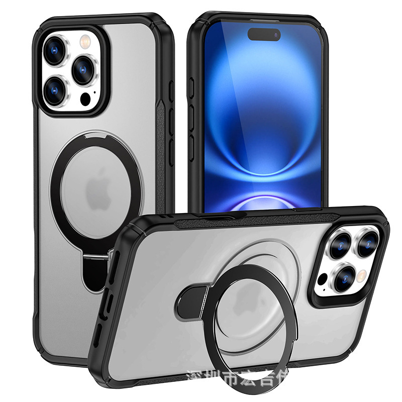 iPhone17ProMaxに適した新モデル、ミリタリーグッドマンスタンド、落下防止携帯電話ケース、Apple 16車載磁気保護カバー|undefined